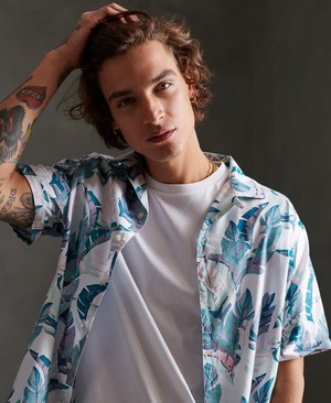 Superdry Hawaiian Box Férfi Rövid Ujjú Ing Fehér | FMOGA5624